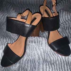 HALOGEN / Women’s 6.5 / Black & Brown Straply Heel